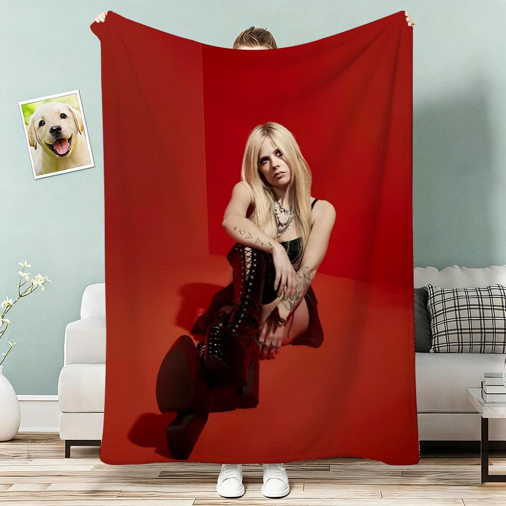 Star Singer Avril Lavigne Throw Lightweight 240g Flannel Blanket Soft Skin-friendly for Summer Cooling