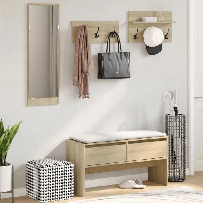 VidaXL Ensemble de meubles de couloir 4 pcs chêne sonoma, meuble de rangement de couloir, garde-robe du couloir, meuble de 847921