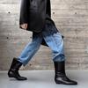 Low Heel Single Boots Autumn New Square Toe Splice Cover Foot Soft Sole Anti-Slip Wear-Resistant Short Boots