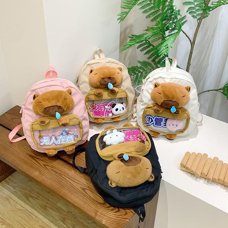 Capybara Snot Plush Backpack With Adjustable Shoulder Straps And Large Capacity
