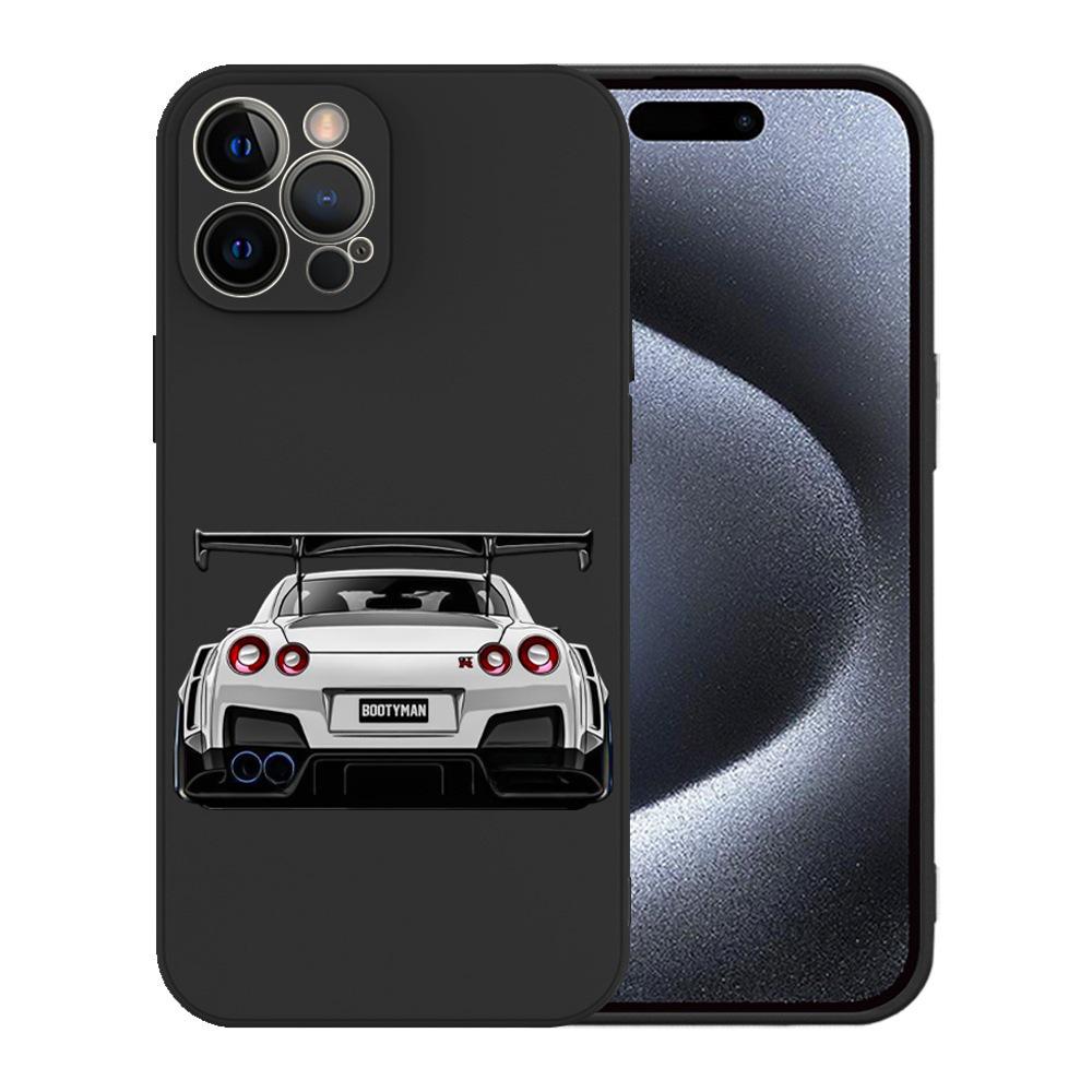 Customizable Embossed Sports Car TPU Case for Black Apple 15 Pro Max - Straight Edge Design