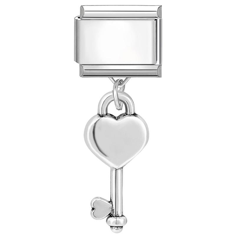 New Bow Crown Butterfly Heart Key Cherry Pendant Italian Charm Link Stainless Steel Fit 9MM Bracelet Women Men DIY Making Gifts