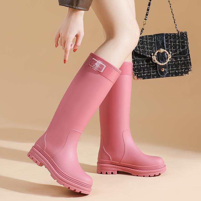 Fashion Japanese Korean Velvet Rain Boots Fashion Midsole Thick Sole Wear-Resistant Anti-Slip New Foreign Trade Style