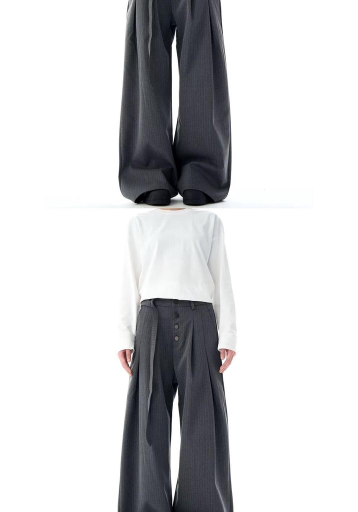 Unisex Trendy Striped Pleated Wide-Leg Drapey Pants - Autumn/Winter Collection