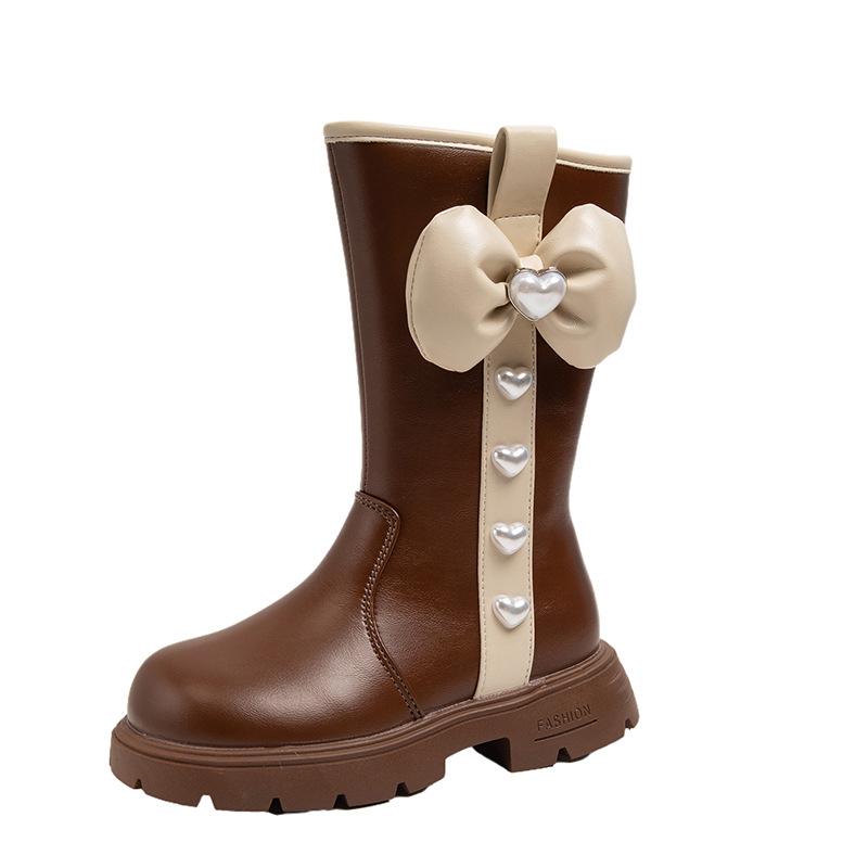 Nové nízké kožené boty s měkkou podrážkou pro dívky mašličkové kotníkové boty