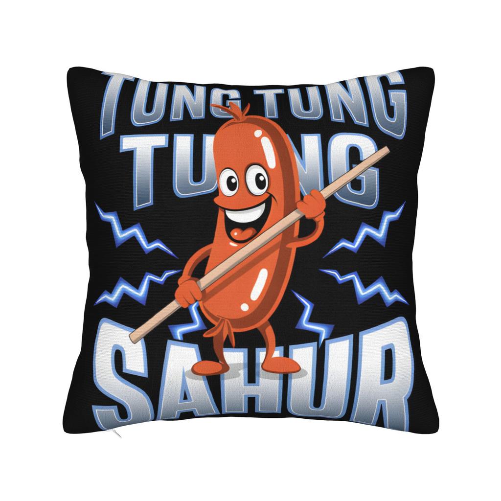 Tung Tung Tung Sahur chasing Tralalero Tralala Pillow Case Graphic Pillow Cover For Living Room Sofa Funny Pillowcases