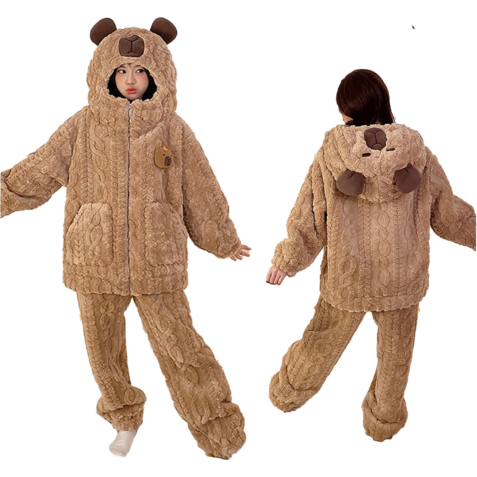 

Пижама с принтом капибары Смешное животное и с для размера M [XHSUKADO] Комплект, Дизайн, Унисекс, Женская Мужская, Милая, С капюшоном, Пушистая, Домашняя одежда, Теплая, Карманы,