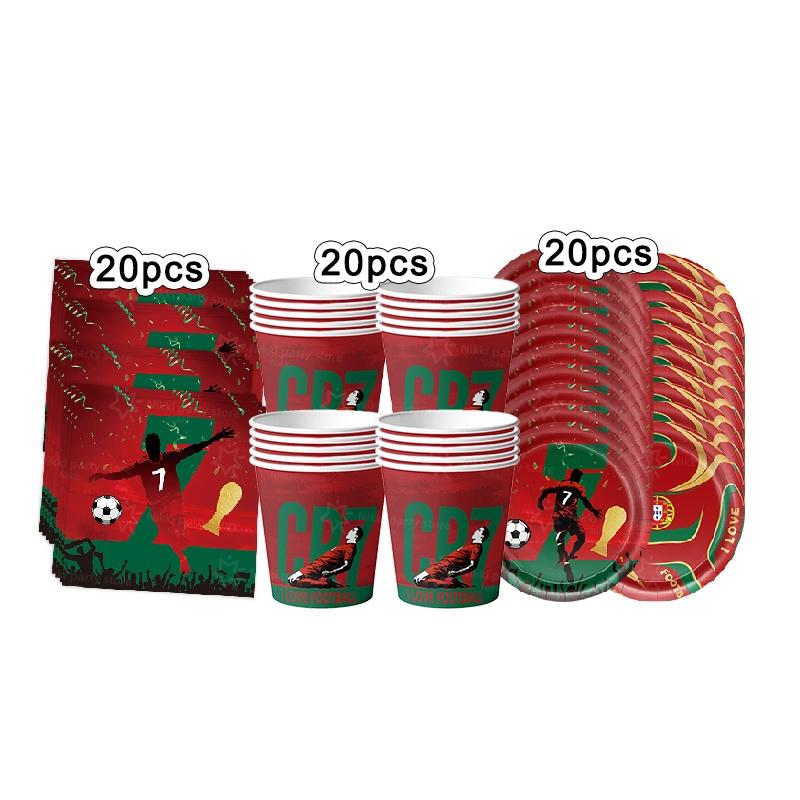 New CR7 Birthday Decoration Soccer Superstar Party Supplies Football Party Favors Tablecloth Plate Paper Cup Backdrop