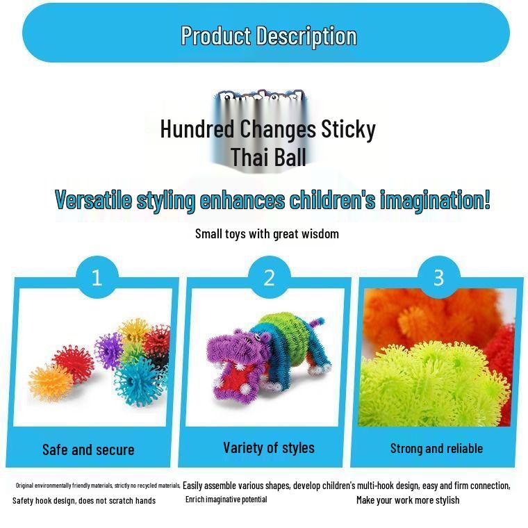 Fluffy Pom-Pom DIY Assembly Double Hook Squeeze Ball Educational Toy
