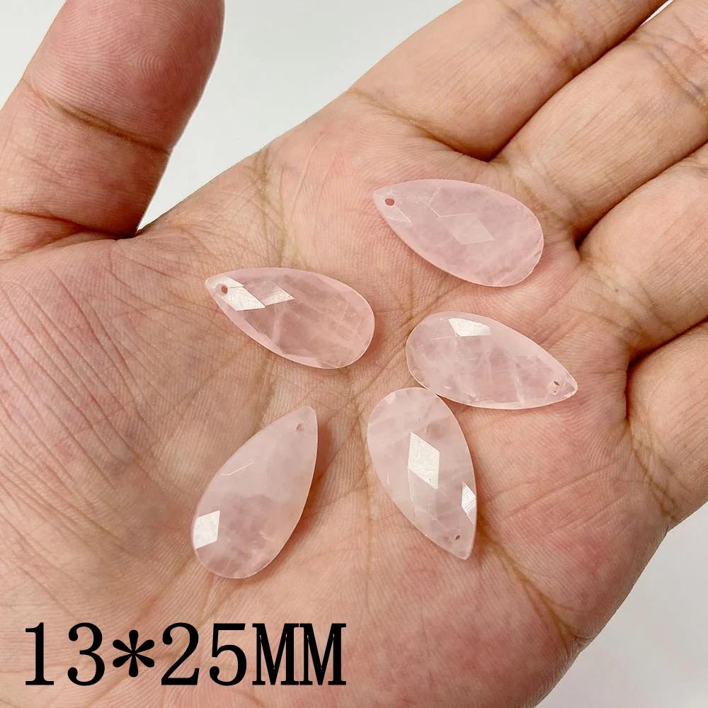 Natural Stone Amethysts Pendants Faceted Water Drop Rose Clear Quartzs for Jewelry Making Diy Necklace Earring Healing Accessory