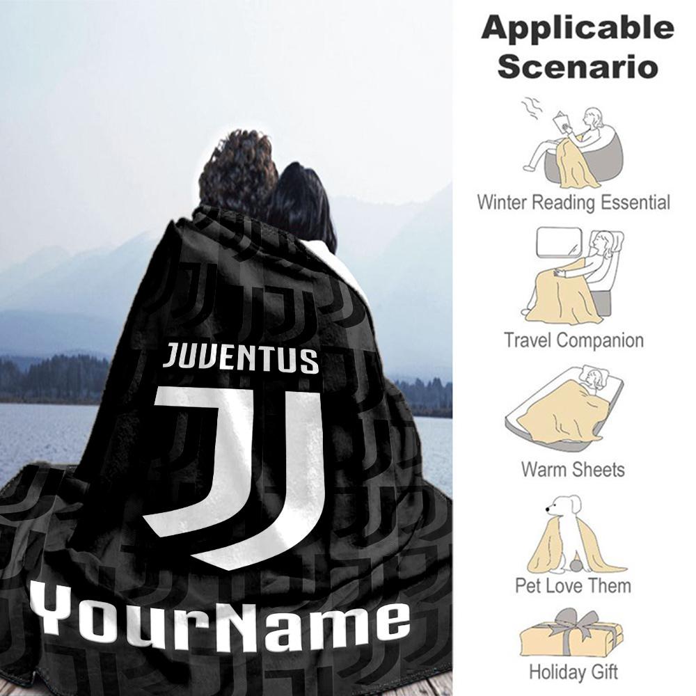 Juventus Customize Your Name Blanket Cozy Personalized Blanket Warmthful Decor Versatile for Chair Office Chair Office Picnics Ideal for All Seasons