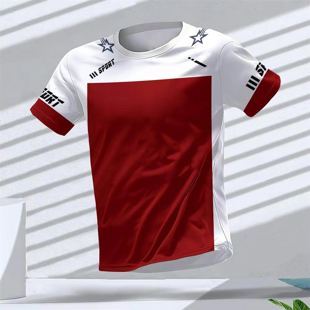 Herren T-Shirt Sommer Schnelltrocknend Atmungsaktiv Lässig Fitness Sport Kurzarm Rundhalsausschnitt Gym Sportbekleidung T-Shirt