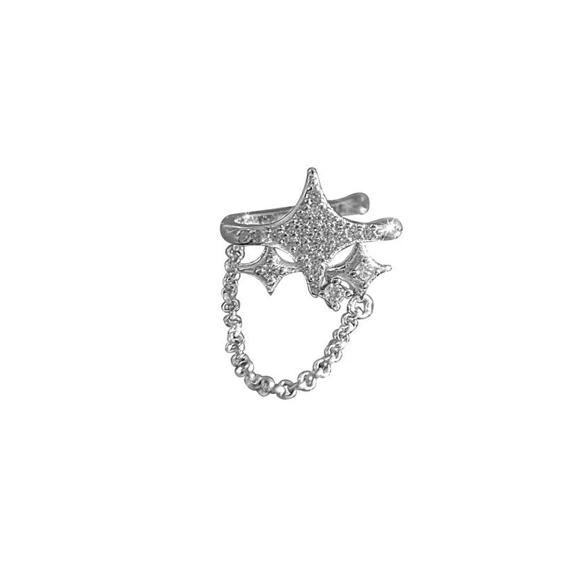 Long Chain Irregular Line Earclip Without Hole Earring for Women Simple Fake Piercing Earcuff Ear Accessories Zircon Party Gift