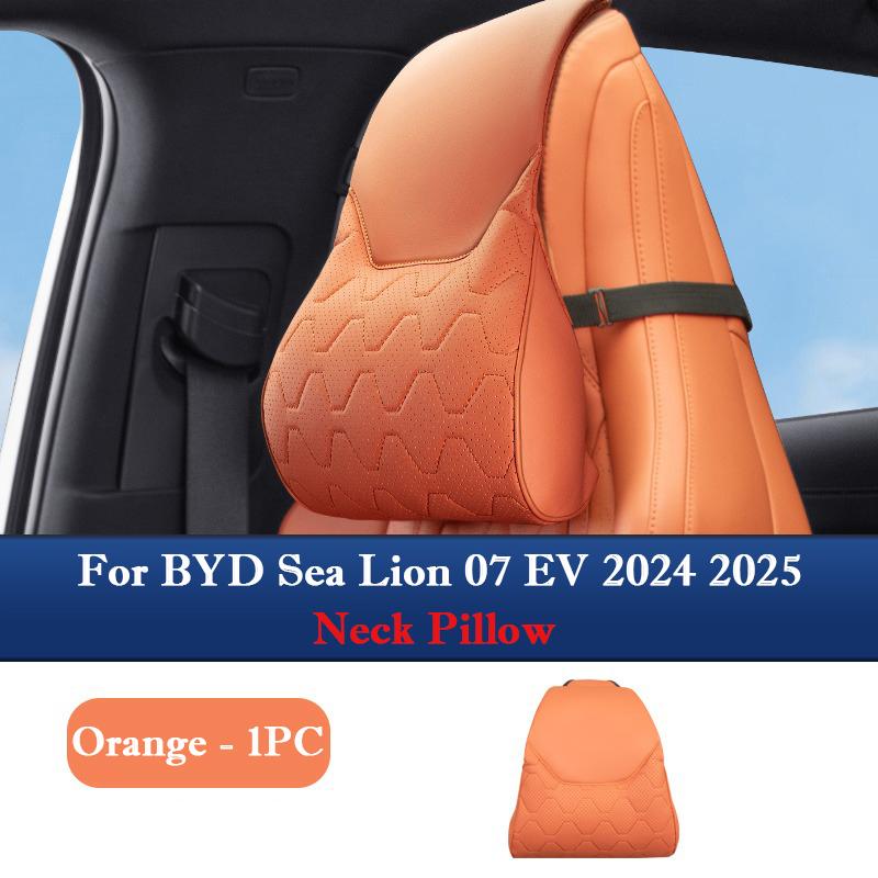 For BYD Sea Lion 07 EV 2024 2025 Leather Neck Pillow Headrest Waist Support Pillow Seat Cushion Car Interior Seat Accessories