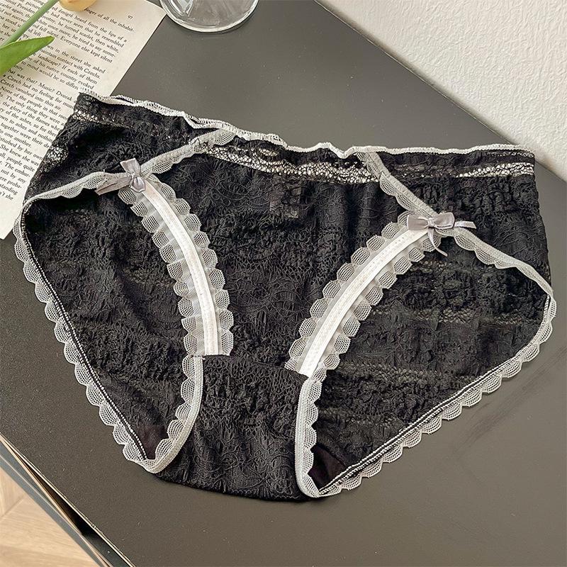 Lace Underwear Women's Pure Cotton Antibacterial Ice Silk Traceless Summer Mid Waist Sexy Girl Triangle Shorts