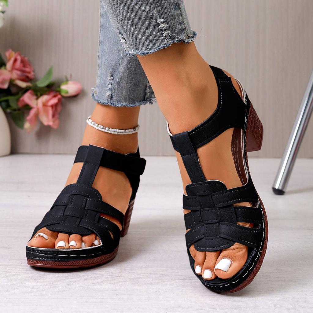 Women'S Sandals With Chunky Heel Fish Mouth Thick Bottom Shoes Outside Wear Exposed Toe High Heeled Sandal For Summer 2026