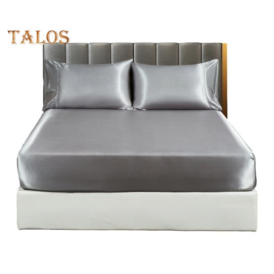 Solid Color Satin Sheet Glossy Bed Sheet Pillowcases Wrinkle-Free Cooling Silky Fitted Sheet Pillow Cover for Twin Full Queen King Size