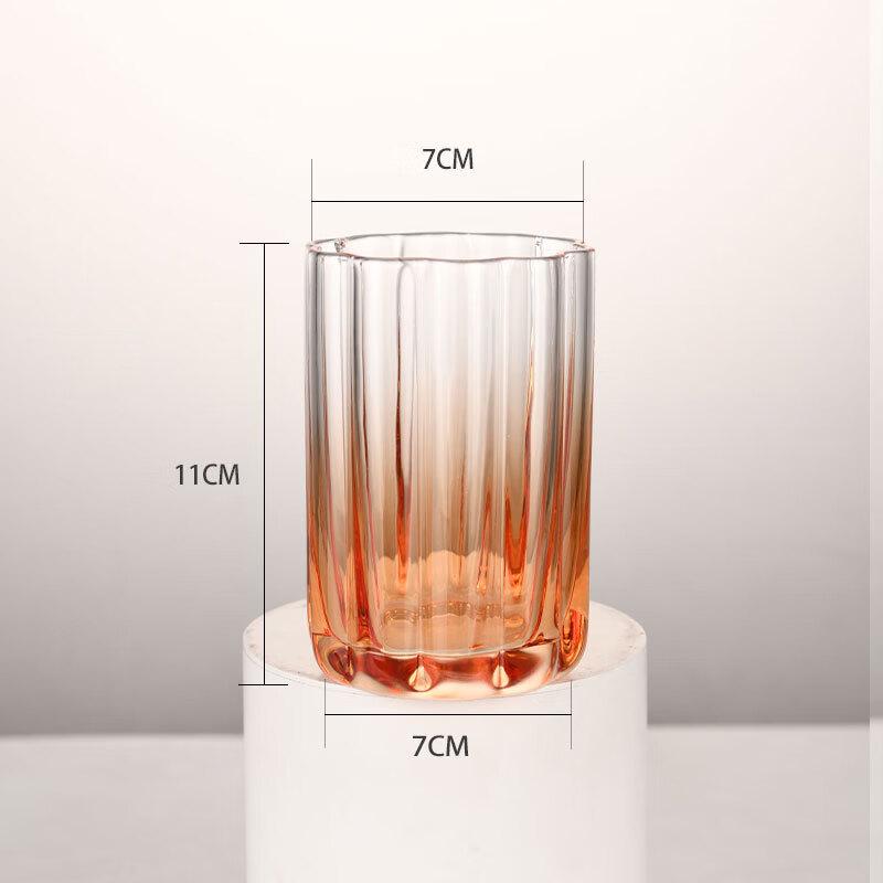 Shangqi Gradient Amber Floral Glass Juice Cup Set