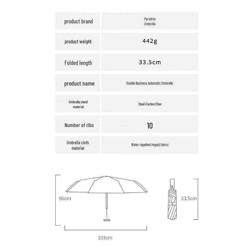 Paradise Full Automatic 10-Rib Windproof Umbrella