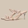 Women's Fashion Slippers 2025 Open-toe Stiletto Sandals with A Crystal-embellished Strap Matching Skirt Party Sequin High Heels