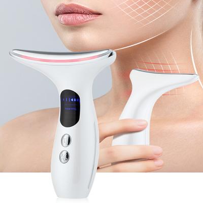 EMS Ansiktslyftande Massager Hals Ansikte Skönhetsenhet 3 Färger Led Fotonterapi Anti Rynkor Dubbelhaksborttagare Hudvårdsverktyg