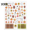 Fall Themed Nail Accessories Art Stickers for Halloween Thanksgiving, Autumn Turkey Pumpkin Maple Leaf Manicure Sticker, Embossed Waterproof Adhesive