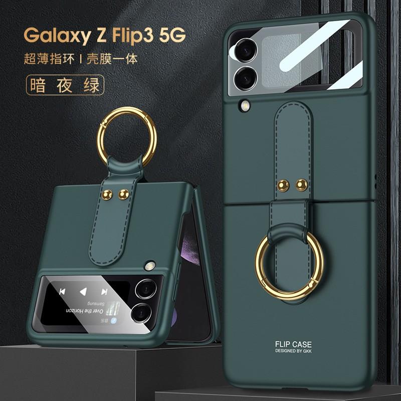 Foldable Phone Case With Ring Kickstand Galaxy Z Flip3 Flip4 PC Cover Flip Style Protective Shell