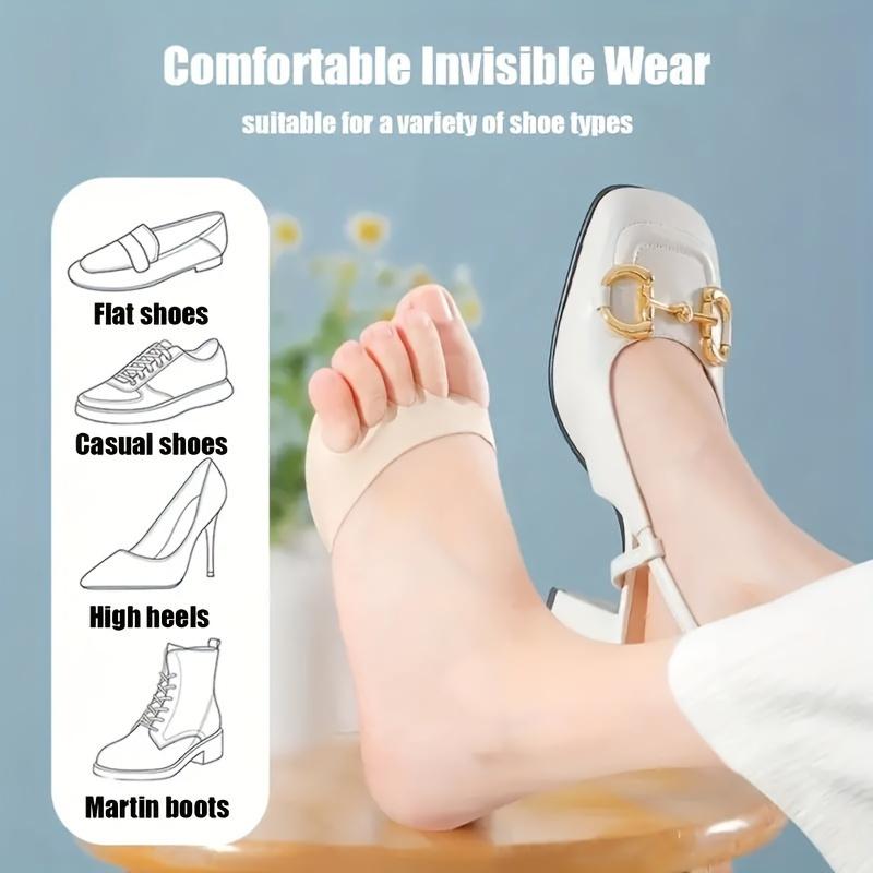 8Pcs/4-Pairs invisible shoe insoles, high-elastic arch support and forefoot cushion. Soft metatarsal pads fit high heels
