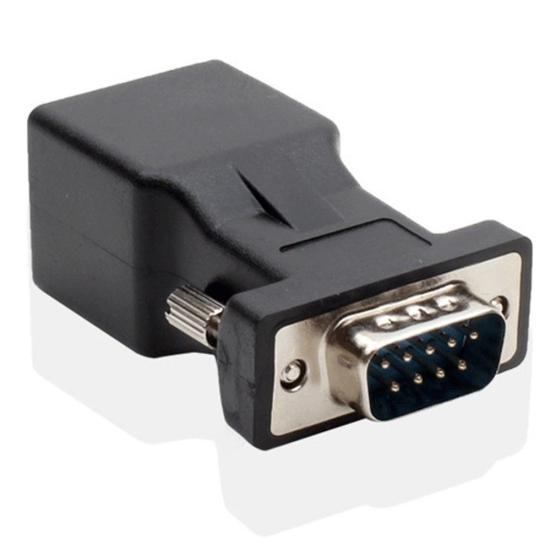 2Pcs 9 Pin Serial Port DB9 RS232 Male Female To RJ45 Cat5e/6 Ethernet Adapter