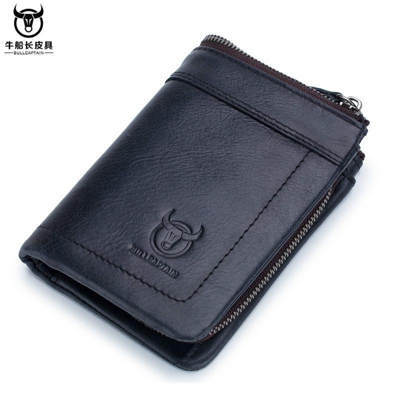 100% Genuine Leather and Cowhide Men's Short Multi-functional Card Holder with Anti-theft Brush Lining, Casual Business Pocket Wallet