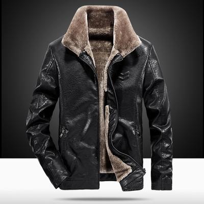 Winter New Men's Leather Coat, Fur All-in-one Jacket, Warm Leather Jacket, Middle-aged and Elderly Dad's Outfit, Plus Velvet and Thickening