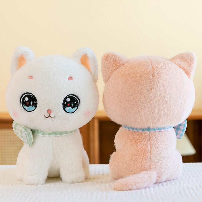 Plush Bowknot Cat Toy Cartoon Stuffed Animal Doll Room Decoration Kids Gift