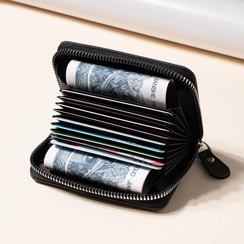 Anti-theft card bag leather wallet change bag male and female multi-card zipper bag
