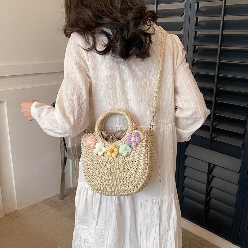 New Big Capacity Hand-Woven Straw Bags Women Handmade Moon Basket Bolsa Tote Summer Bohemian Travel Beach Bags Handbags