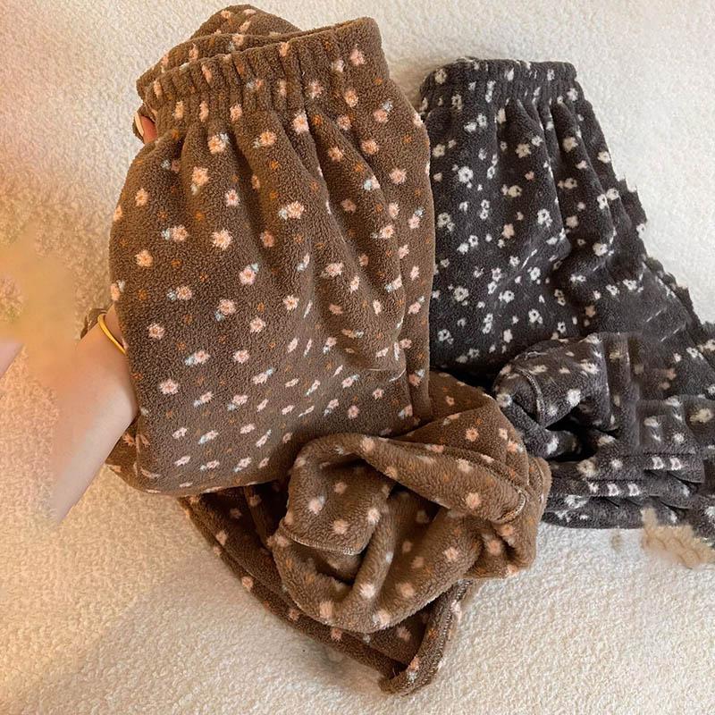 Pants for Women Elastic High Waist Long Trousers Plus Size Thickened Stretchy Versatile Casual Wide Leg Sleep Pants