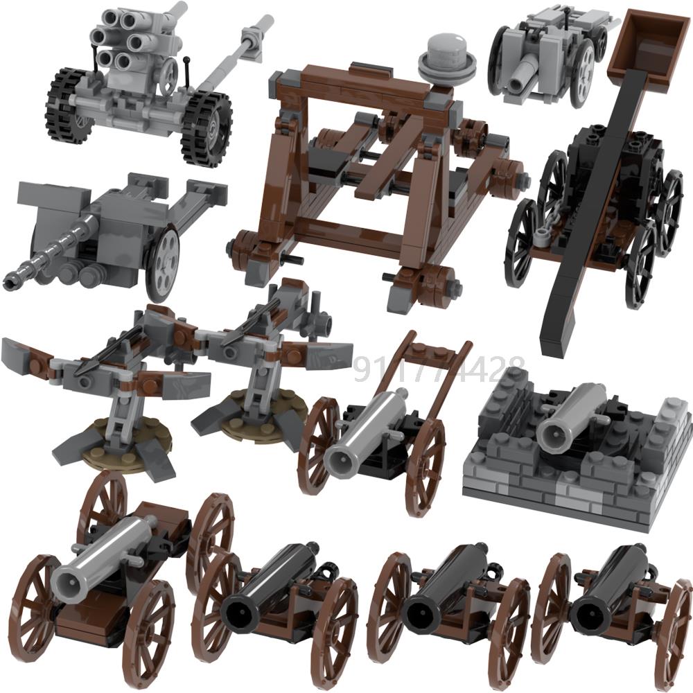 Military Series MOC Bricks Middle Ages WW2 Artillery Catapult Siege Compatible With Figures Adult Building Blocks Kids Toys Gift