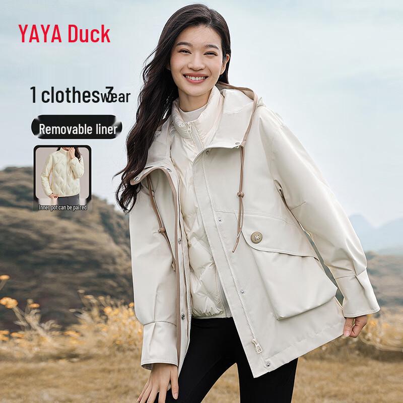YAYA 3-in-1 Detachable Mid-Length Hooded Down Parka