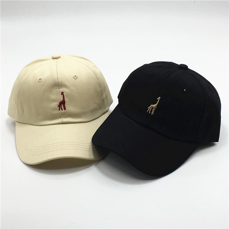 Chic hat female cartoon giraffe hip-hop cute baseball cap male four seasons travel PU leather buckle cap tide