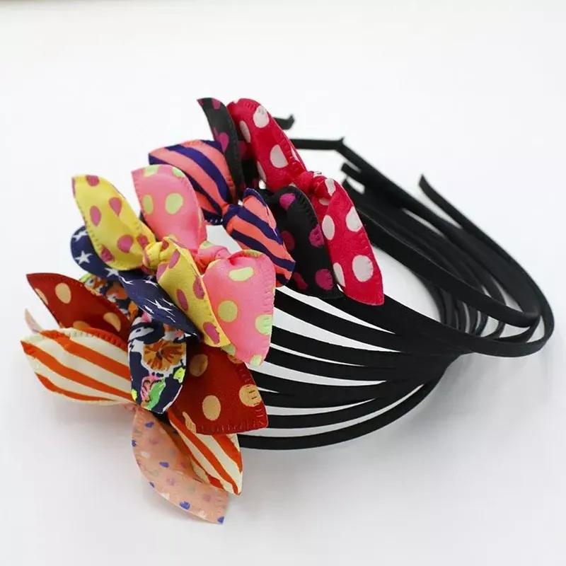 2 Pcs New Fashion Variety Chiffon Bowknot Polka Dot Rabbit Ears Headband