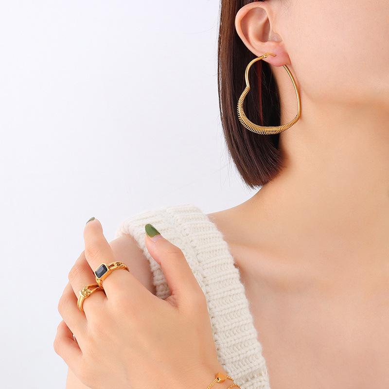 18K Gold-Plated Titanium Heart Earrings - Wearable in Winter Showers.