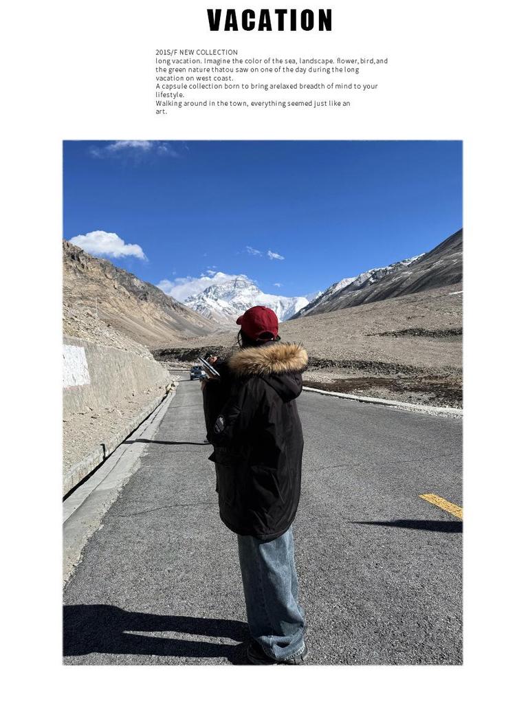 Women's High-End Thickened Winter Parka with Large Fur Collar - Mid-Length Warm Cotton-Padded Coat