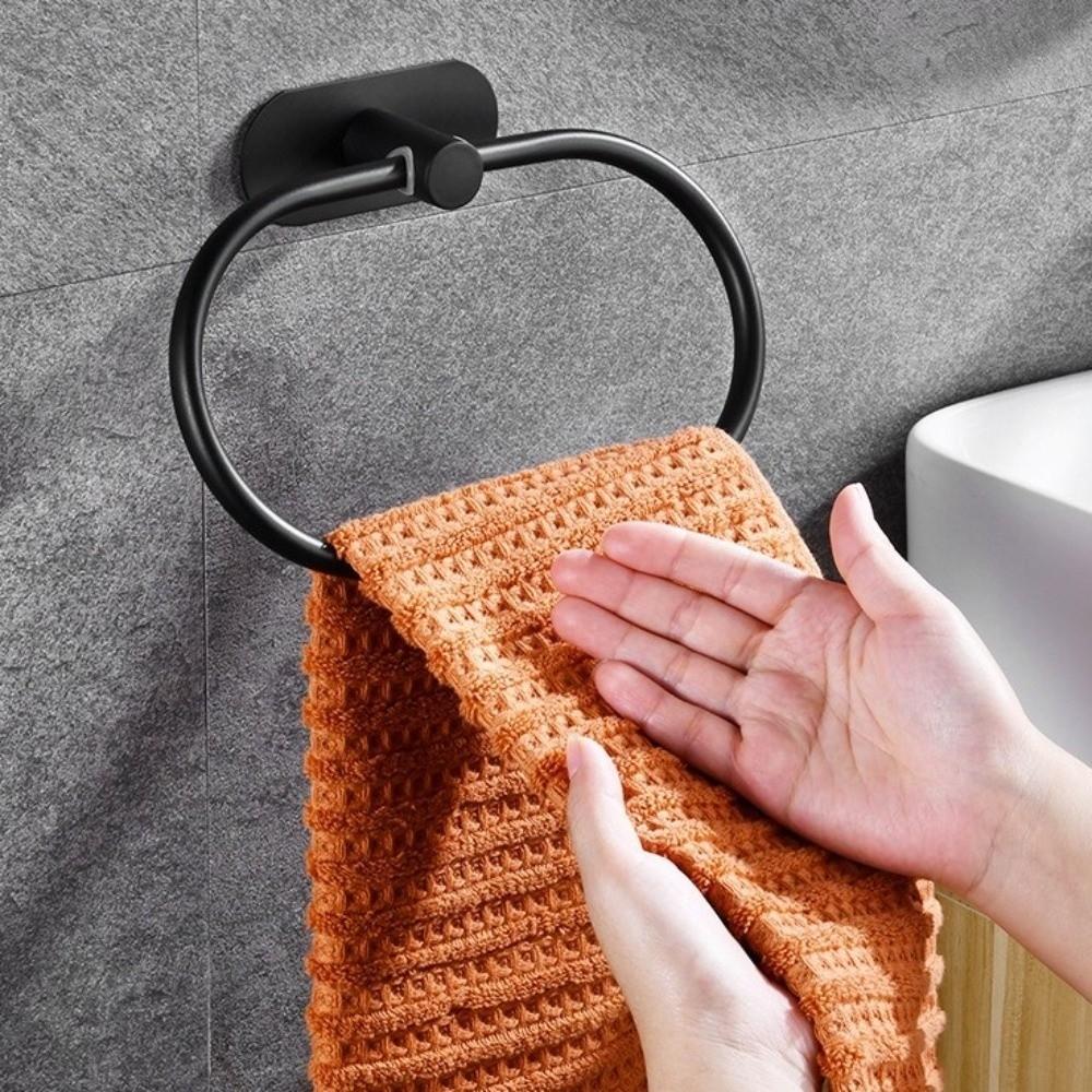 Wall Mounted Towel Ring Hook Rustproof Self-adhesive Towel Holder Hand Towel Holder  Bedroom Use