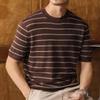 JIELEINUO Men's Lyocell Linen Blend Striped Knit T-Shirt
