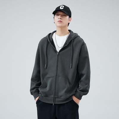 Spring And Autumn American 350G Heavy Hooded Couple Sweater Men'S Casual Loose Zipper Cardigan Sports Jacket