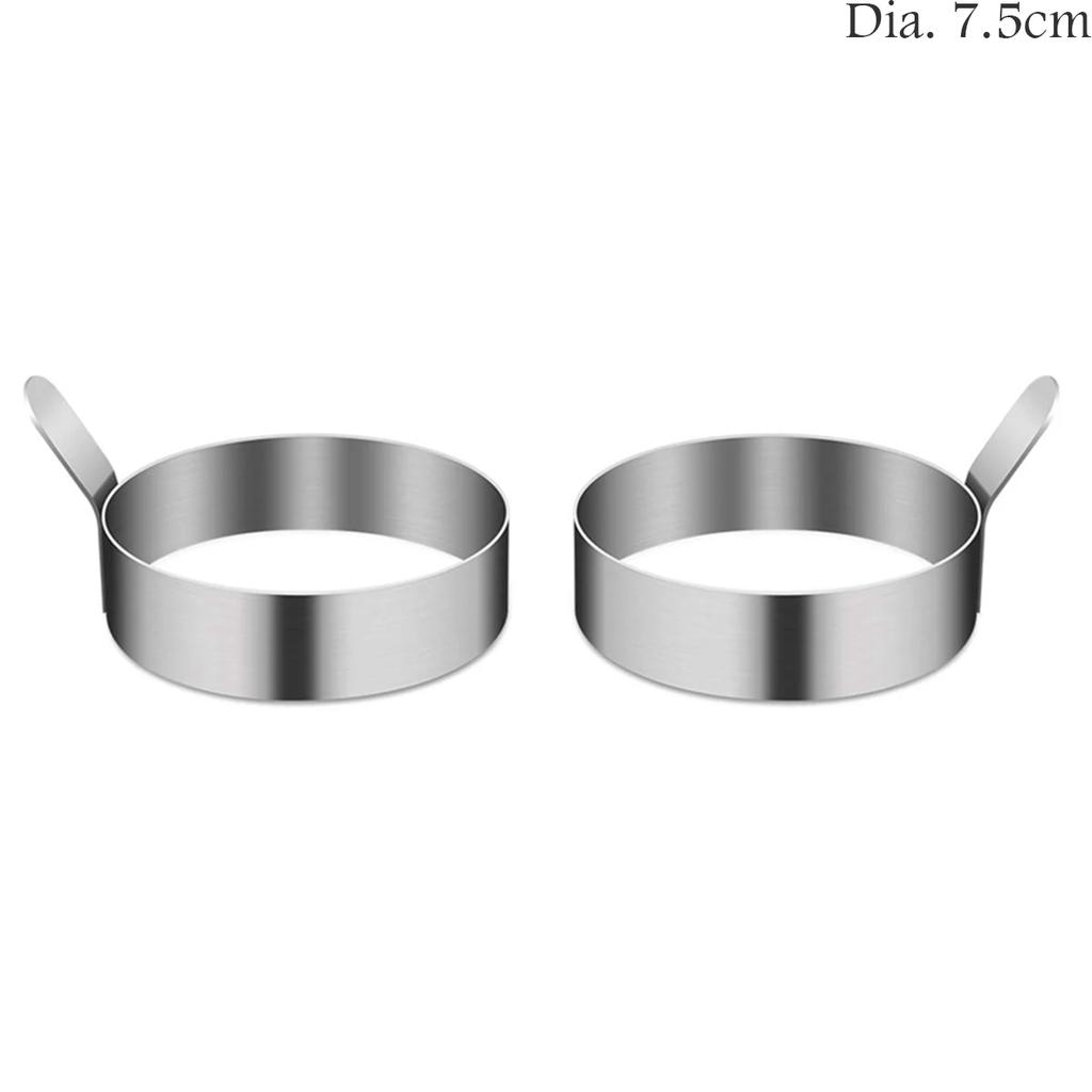 2 Stück Verdickter 304 Edelstahl Runder Spiegeleiformer mit Griff Pfannkuchenform Omelettringe Küchenkochwerkzeuge