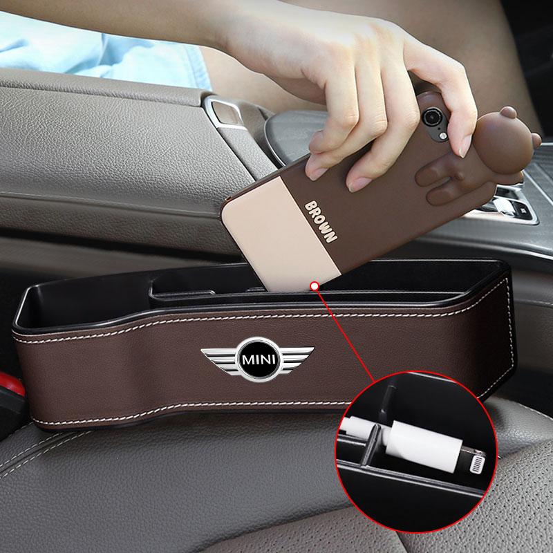 2Pcs Car Seat Organizer Seat Crevice Storage Box Multifunction Goods For BMW Mini Cooper F54 F55 F56 R56 R60 SONE Roadster Clubman Coupe