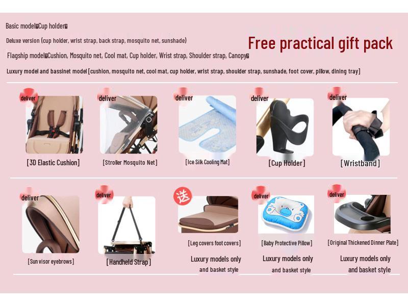 Foldable Multi-Functional High Landscape Baby Stroller: Sits and Lies Flat, Shock-Absorbing, Two-Way Design for Newborns