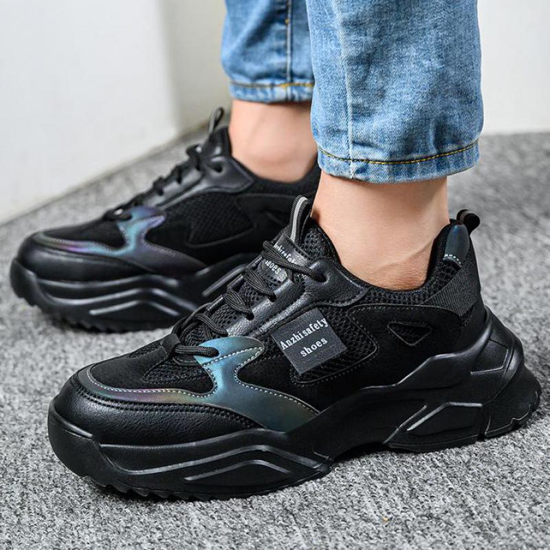 Fashion Anti-slip Work Shoes Women Steel Toe Sneakers Breathable Safety Shoes Indestructible Shoes Security Boots Black Protective Shoe
