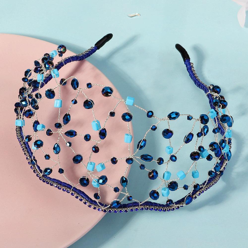 Handmade Hair Bands Ethnic Style Bride Headband Elegant Crystal Hair Net  Wedding Hair Accessories