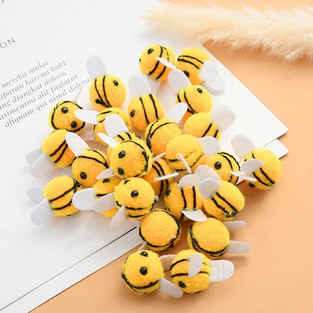 10 Stück DIY Gelber Wollfilz Kleine Biene Filzkugel Kreative Künstliche Bienen Bastelarbeiten Niedliche Mini-Biene Kleidung Dekoration